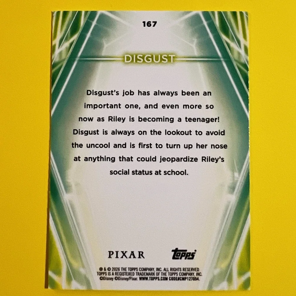 2026 Topps Disney Neon‎ Disgust #167 Base Card